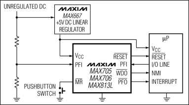 MAX705, MAX706, MAX707, MAX708, MAX813, MAX813L: Typical Operating Circuit