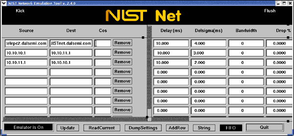 图8. 模拟器打开后的NISTnet的GUI界面