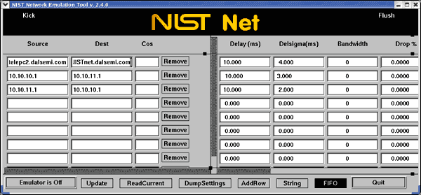 图7. NISTnet的GUI界面