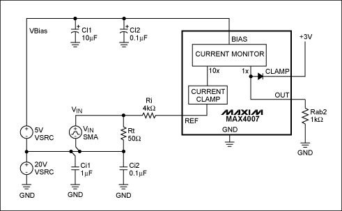 图2. 该电路测试MAX4007的工作速度