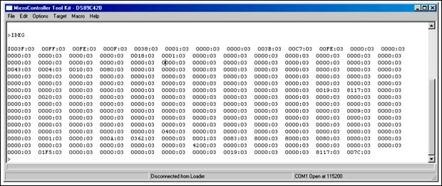 图6. 如果MAXQ7665配置正确，寄存器映射应该以Module 0，Register 0开始。