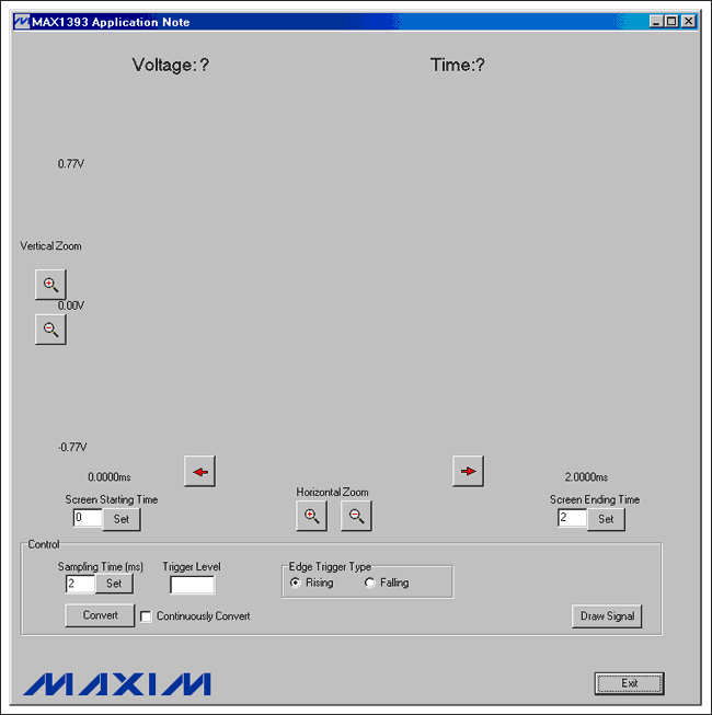 图3. MAX1393参考设计的Windows程序启动