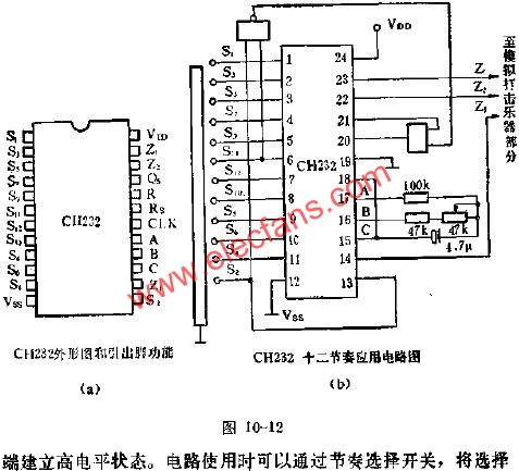 CH232十二节奏发生器电路的应用电路图  www.obk20.com