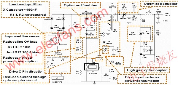 用Power Integrations的TOPSwitch-HX优化过的开关电源 www.obk20.com