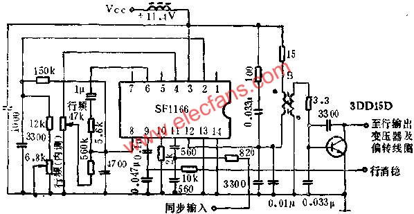 SF1166行扫描电路的应用电路图  www.obk20.com