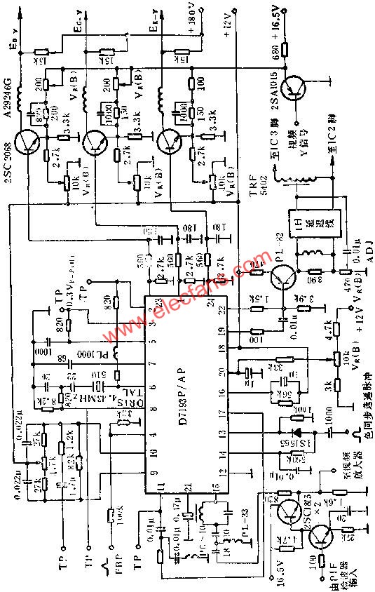 D7193P/AP色信号解码电路的应用电路图  www.obk20.com