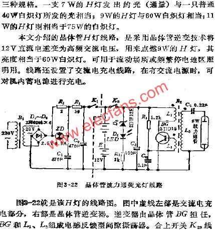 晶体管波力通荧光灯电路  www.obk20.com