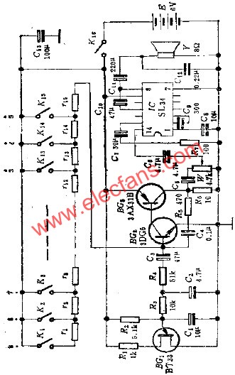 简易玩具电子琴电路  www.obk20.com