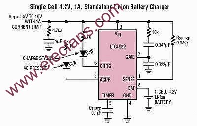 带过流保护功能的LTC4052脉冲充电器 www.obk20.com