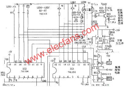 74L194构成的八级触摸音量控制器  www.obk20.com