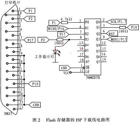 FLASH存储器的ISP下载线电路图