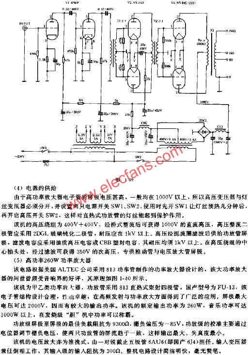 高功率电子管功率放大器电路原理图  www.obk20.com