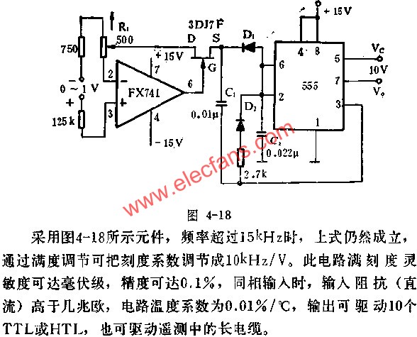 时基集成电路组成差分输入电压频率转换器电路图  www.obk20.com