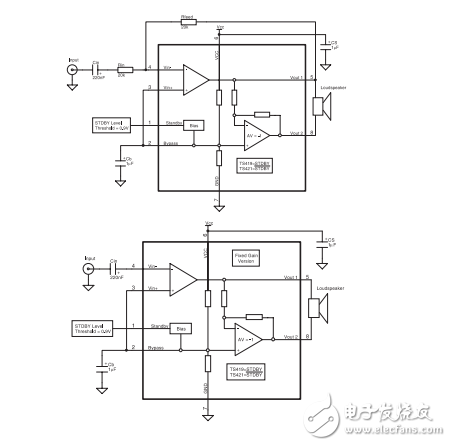 360MW单声道放大器待机模式TS419 /TS421