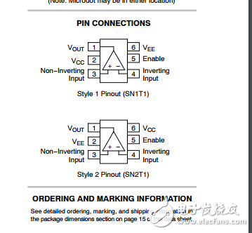 具有启用功能的次一伏轨到轨运算放大器NCV2002SN1T1