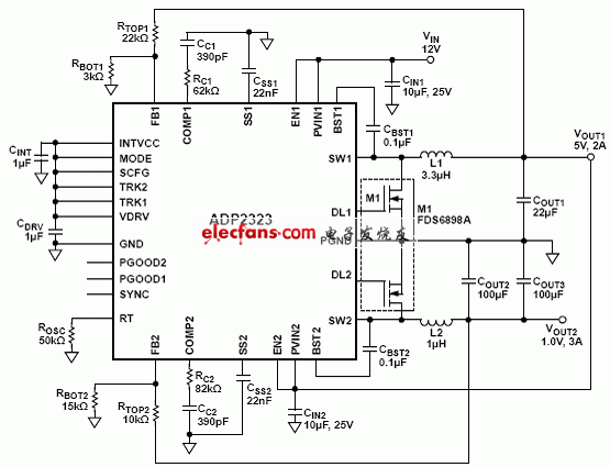 ADP2323级联应用电路图