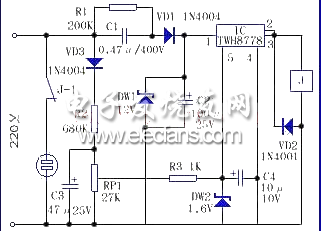 TWH8778组成的自动断电过压保护电路图