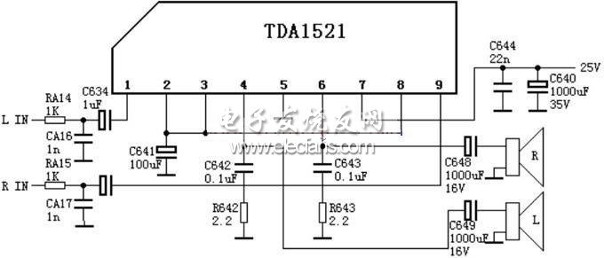 TDA1521的伴音功放应用电路