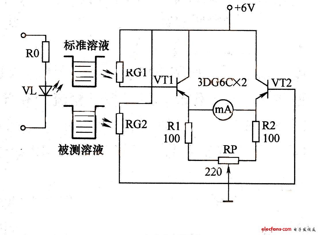 光敏电阻器浓度测量仪电路