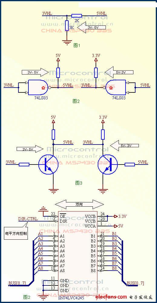 MSP430常用的3V-5V转换电路