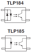 加强绝缘类轻薄通用晶体管耦合器内部电路图: TLP184,  TLP185.