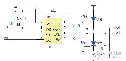 图3 CAN 模块电路