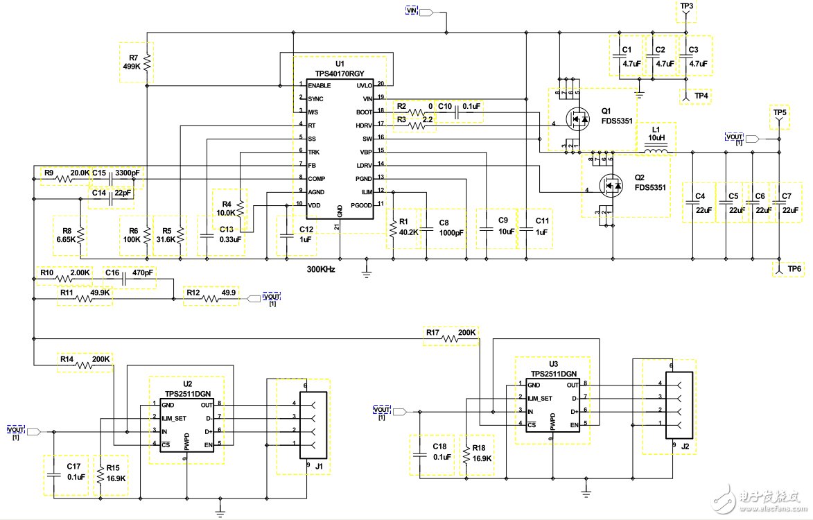 9-60V输入、5V/2.1A双端口智能USB充电器电路图