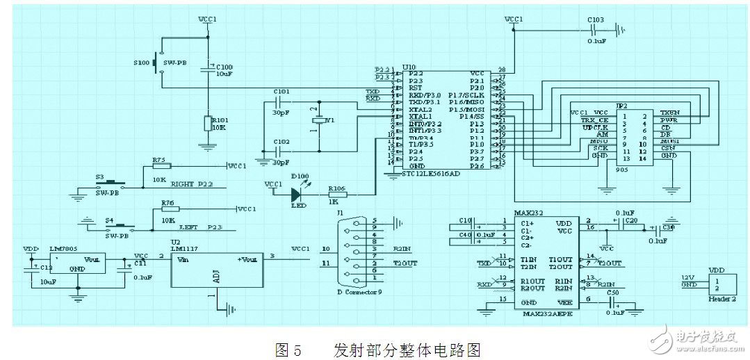 基于NRF905的无线窗帘控制器模块电路设计