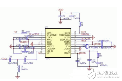无线传感器网络接收节点T5743电路
