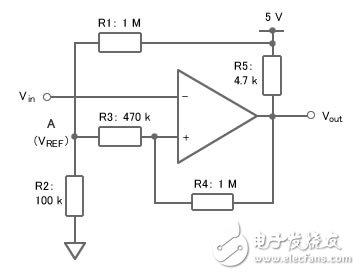 图5：有滞后效应的比较器电路