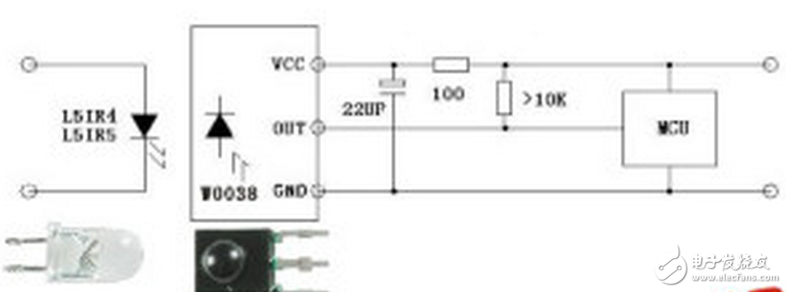 38K红外接收管电路图