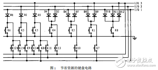 3个IO口的4×4键盘电路