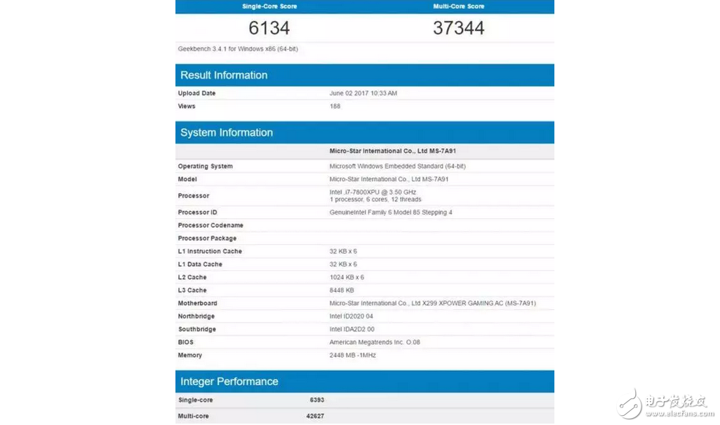 英特尔Skylake X处理器现身跑分库：对比AMD Ryzen处理器结果有点