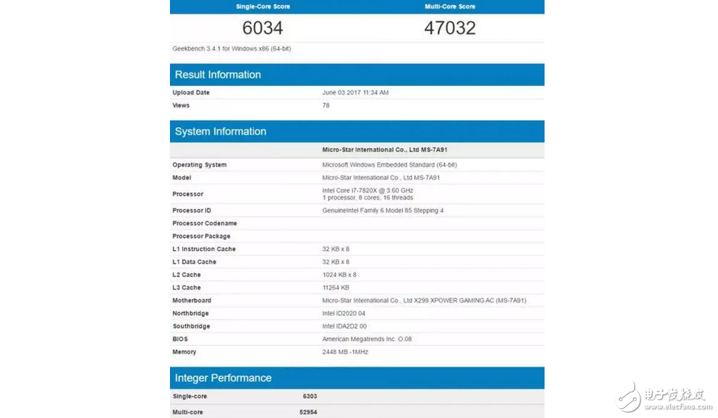 英特尔Skylake X处理器现身跑分库：对比AMD Ryzen处理器结果有点