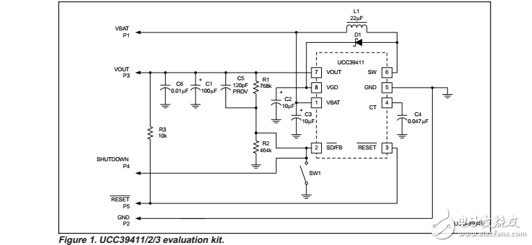 ucc39411低功率同步升压转换器评估套件原理图和列表材料