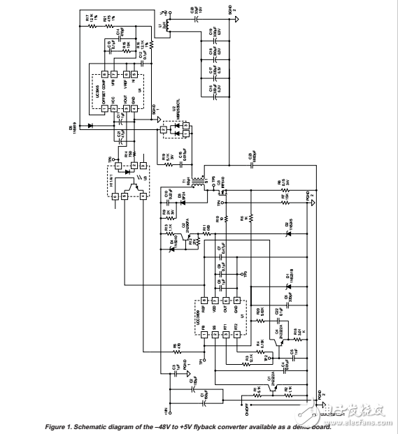 隔离50瓦反激变换器和uc3965精度参考误差放大器