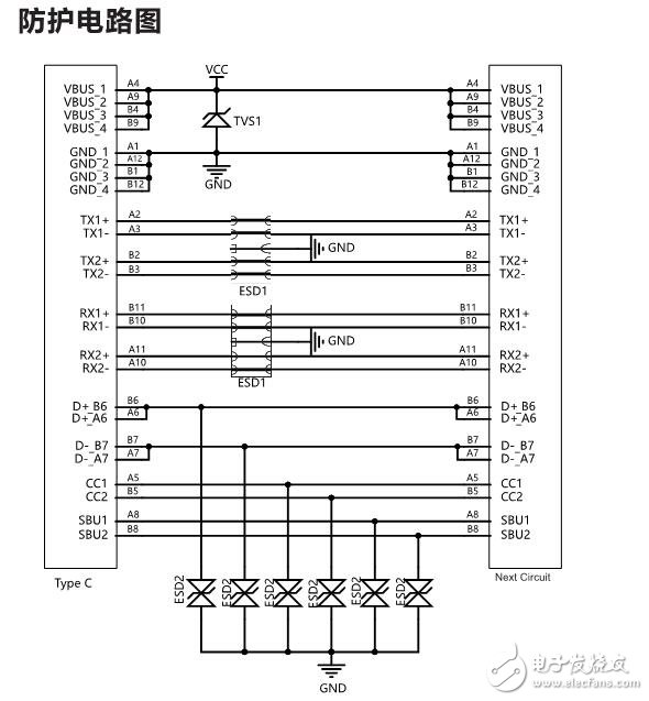 基于SMF24A的Type-C接口防护方案电路