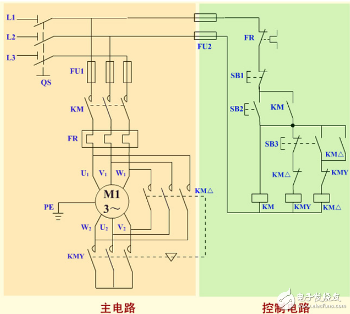 降压启动控制线路（按钮/接触器控制星型/三角形）