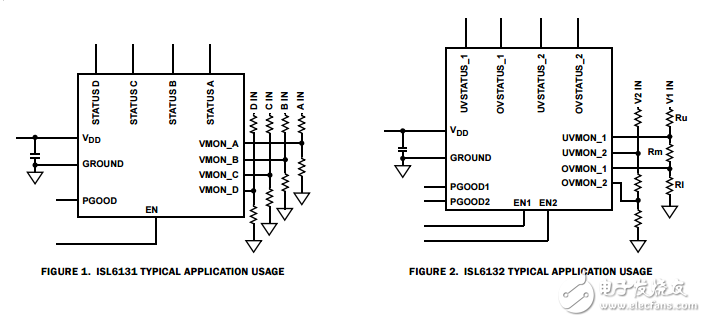 多电压监控芯片ISL6131, ISL6132
