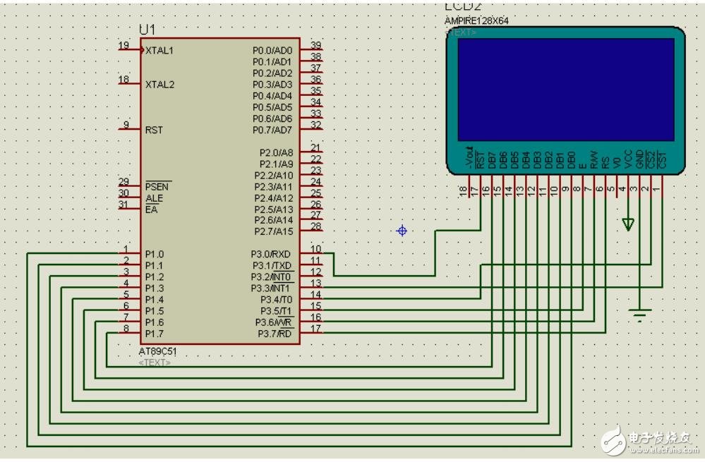 lcd12864与单片机连接图