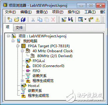 在项目浏览器窗口管理FPGA应用（FPGA模块）