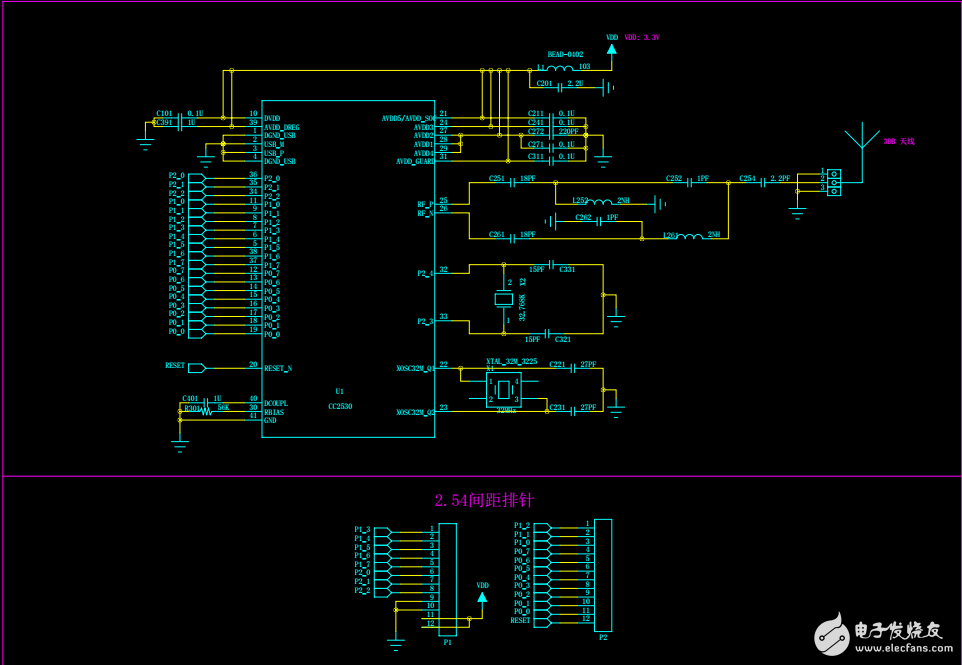 CC2530核心板及底板原理图