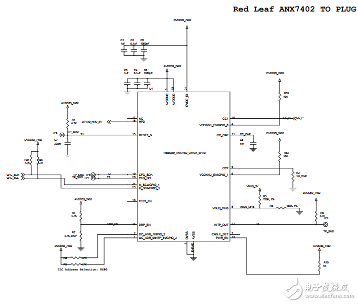 基于ANX7402的Type-C TO DP/M的威廉希尔官方网站
原理图