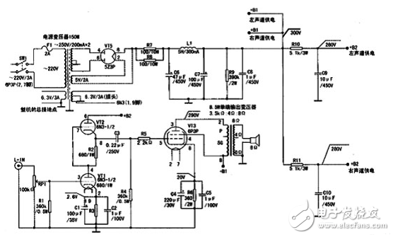 fu7电子管功放电路图大全（6N8P\6P3P\胆机功放电路\耦合电容器）