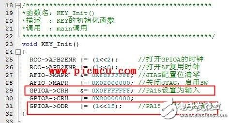 STM32单片机的上拉电阻配置为上拉输入模式的方法